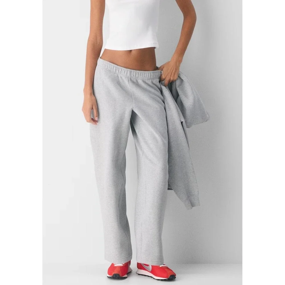 Aritzia Tna Cozy Sweatfleece Mega Straight Sweatpants Heather Chrome XL Grey - Picture 1 of 7